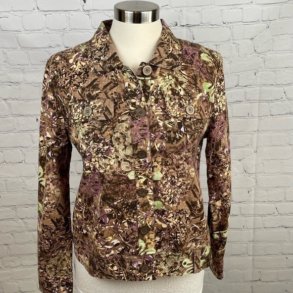 Christopher & Banks Multi Color 100% Cotton Button Front Jacket Size Large - Picture 1 of 10